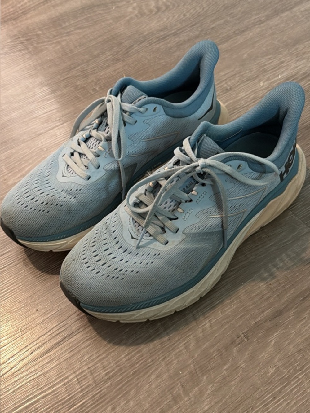 Hokas blue and pink size 8